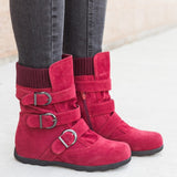 Hebe Buckle Knit Ankle Boots