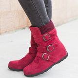 Hebe Buckle Knit Ankle Boots