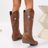 Daisy Star Embroidery Cowboy Boots