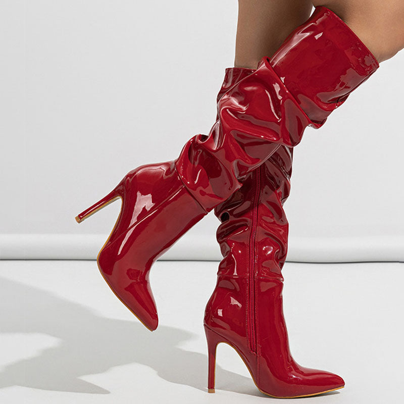 Erica Glossy Ruched Boots