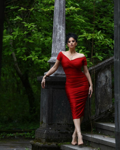 Ella Women's Off Shoulder Midi Dress