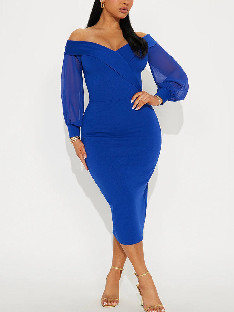 Ekaliy Sexy schulterfreies Midikleid für Damen