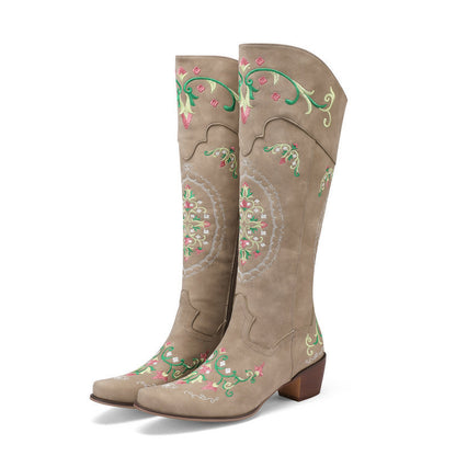 Bottes de cowboy à blocs de couleurs et fleurs de marguerite