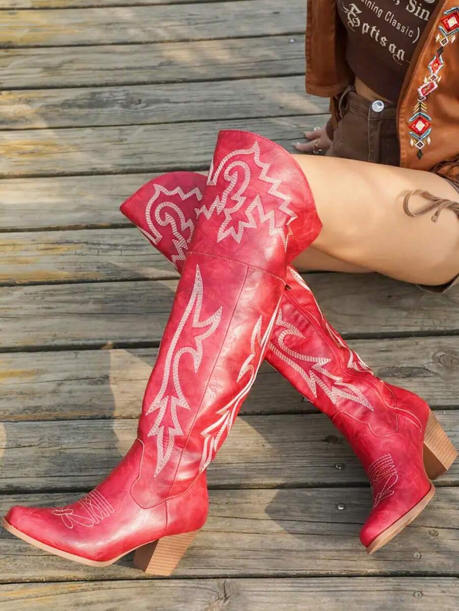 Lily Vintage Overknee Cowboy Boots