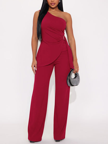 Chic One-Shoulder Top & Wide Pants Set