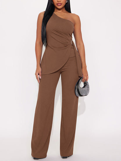 Chic One-Shoulder Top & Wide Pants Set
