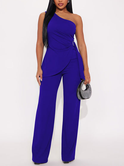 Chic One-Shoulder Top & Wide Pants Set