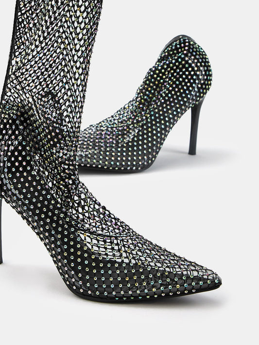 Lantana Rhinestone Fishnet Boots