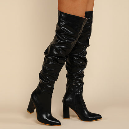 Rose Vogue Block Heel Overknee Boots