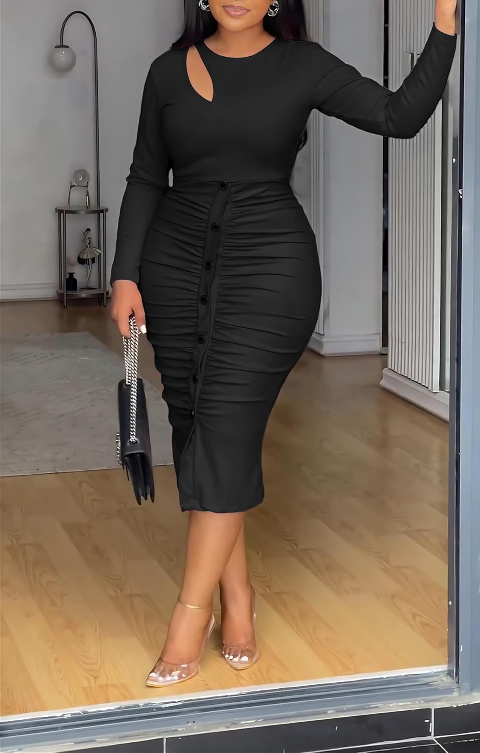 Mia Sleeved Ruched Bandage Dress