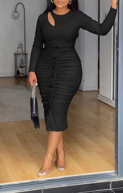 Mia Sleeved Ruched Bandage Dress