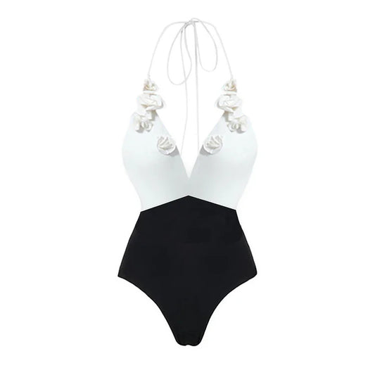 Camila Tie-up Flower-decor Swimsuit