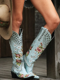 Gardenia Vintage Embroidery Cowboy Boots