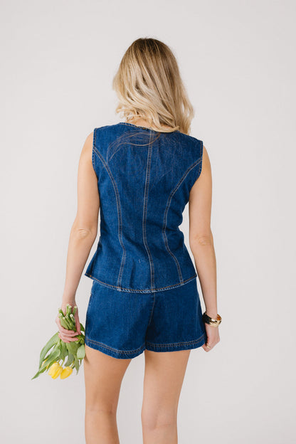 Ella Denim Blazer Shorts Sets