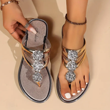 Camelia Rhinestone Flat Sandals