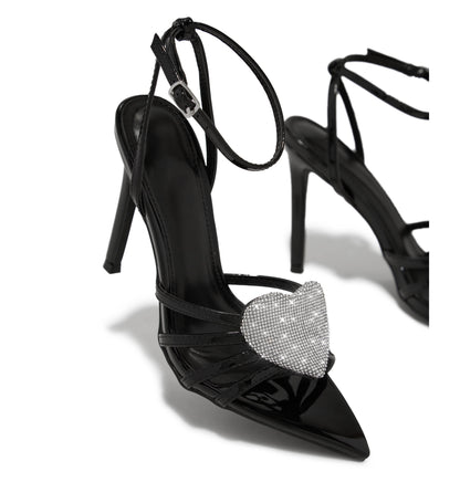 Rose Heart Rhinestone Sandals