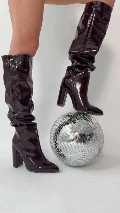 Bottes hautes en cuir verni Marigold