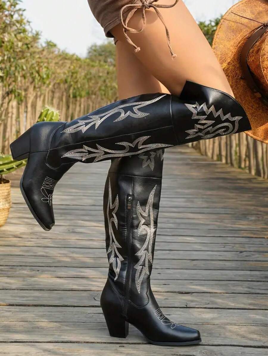Lily Vintage Overknee Cowboy Boots