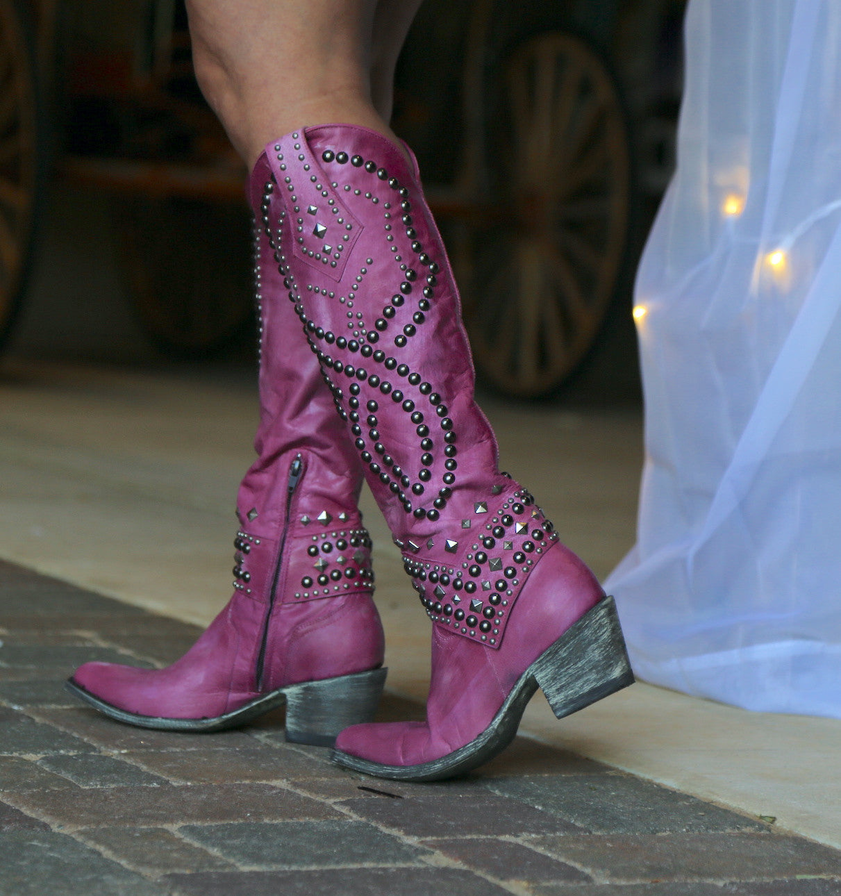 Camellia Rivet Chunky Heel Boots