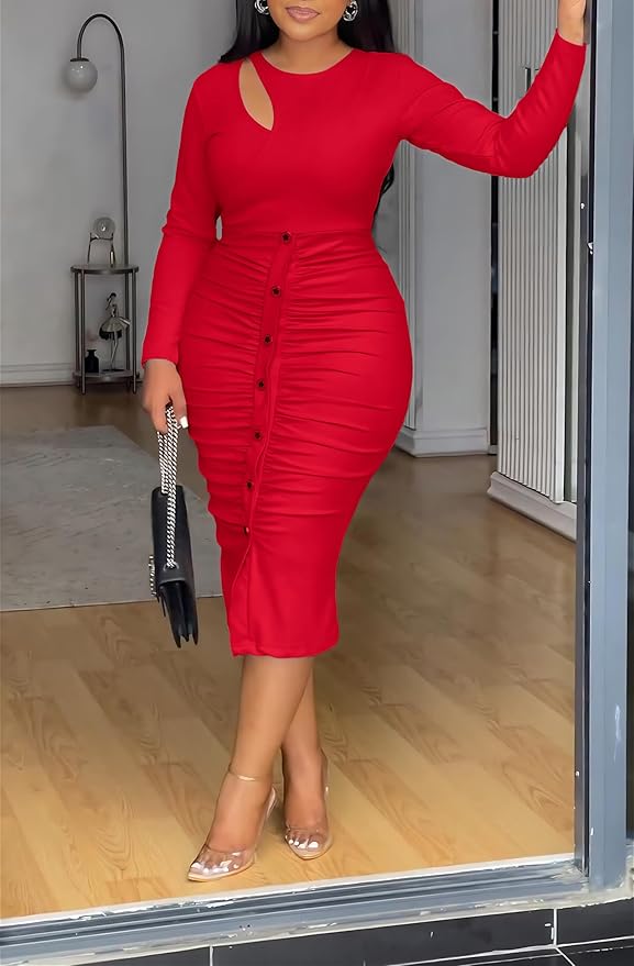 Mia Sleeved Ruched Bandage Dress