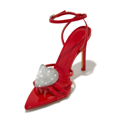 Rose Heart Rhinestone Sandals