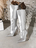 Gardenia Silver Sparkly Boots