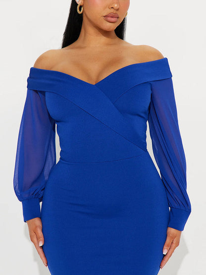 Ekaliy Sexy schulterfreies Midikleid für Damen