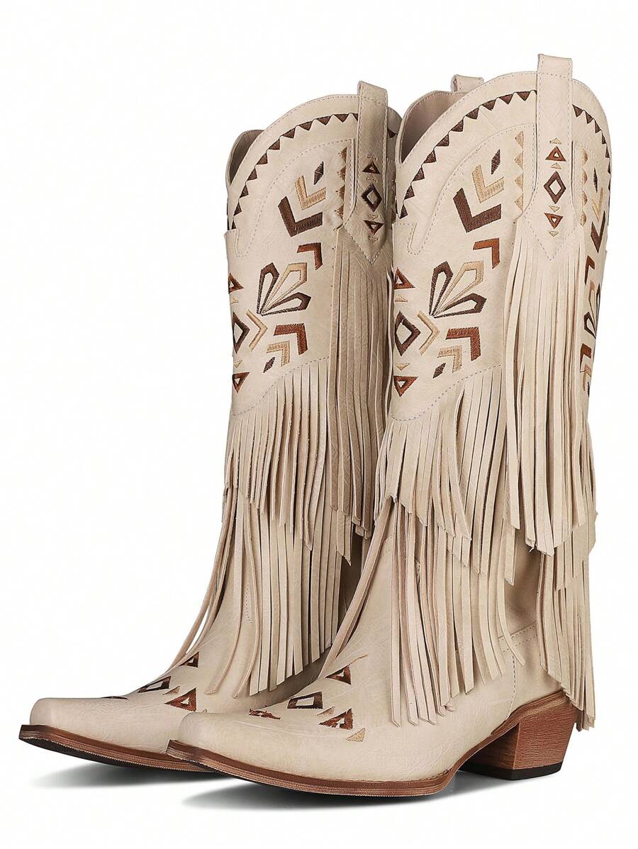 Aster Embroidered Tassel Cowboy Boots