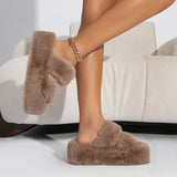 Hibiscus Thick-Soled Fluffy Slippers
