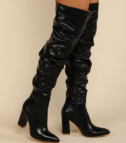 Rose Vogue Block Heel Overknee Boots