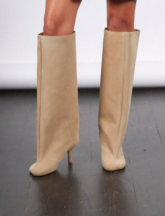 Dahlia Suede Kitten Heel Knee High Boots