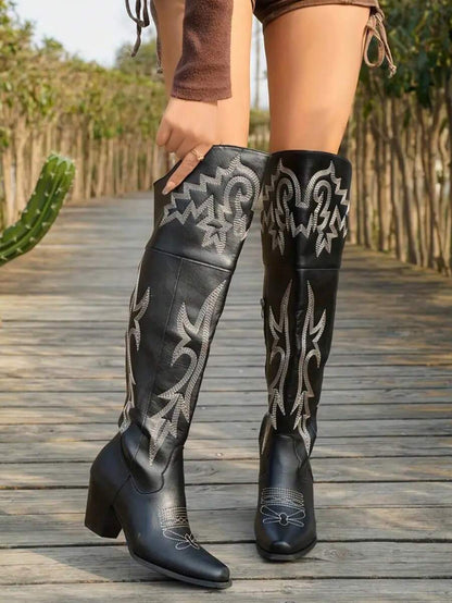 Lily Vintage Overknee Cowboy Boots