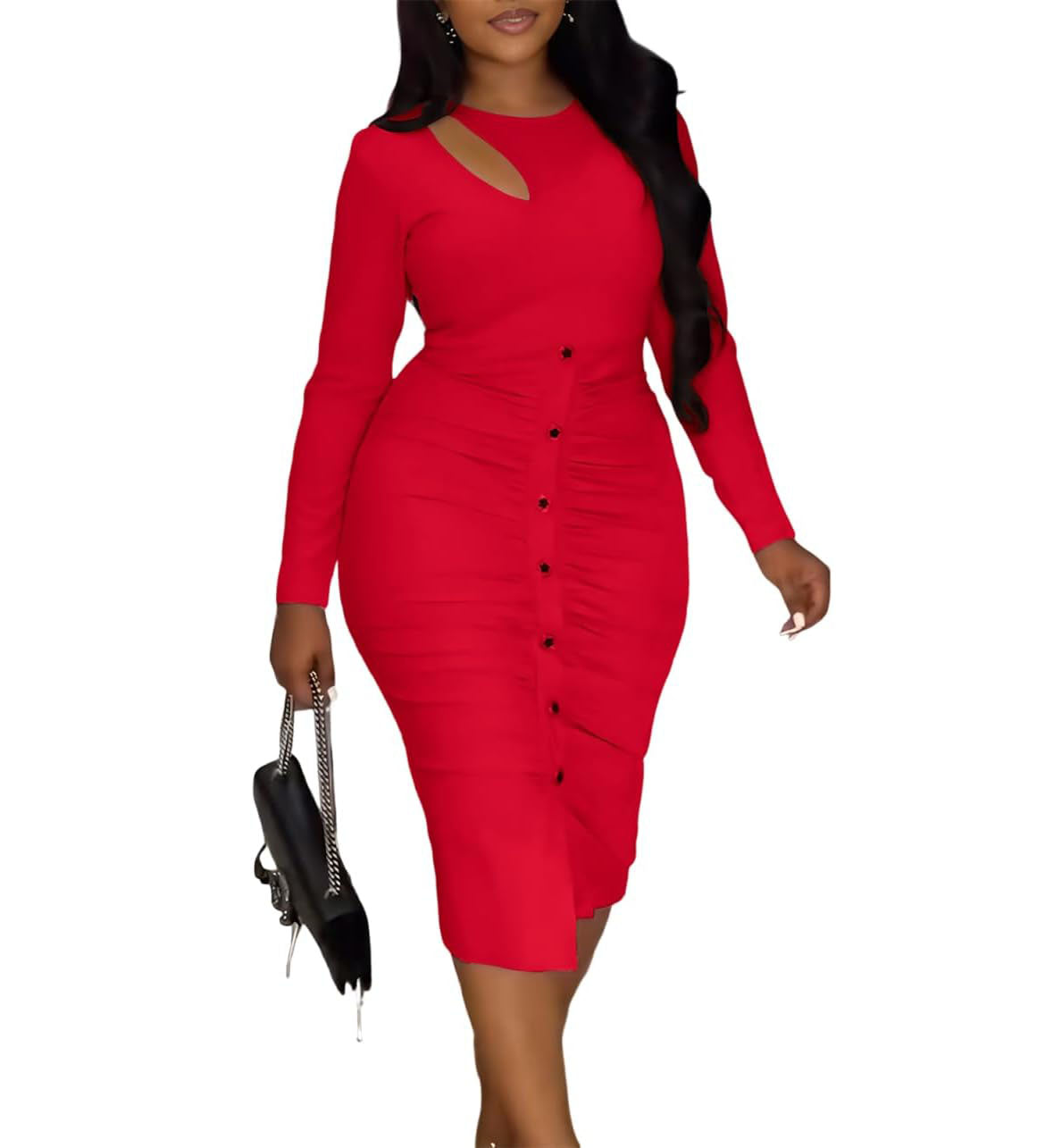 Mia Sleeved Ruched Bandage Dress