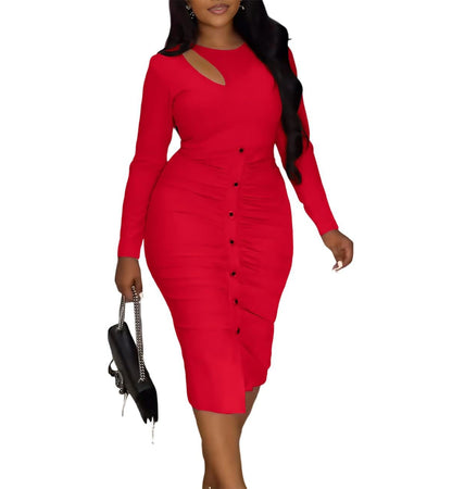 Mia Sleeved Ruched Bandage Dress