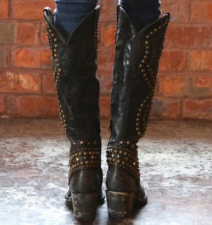 Camellia Rivet Chunky Heel Boots