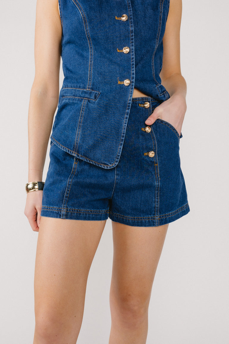 Ella Denim Blazer Shorts Sets