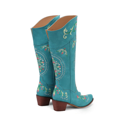 Bottes de cowboy à blocs de couleurs et fleurs de marguerite