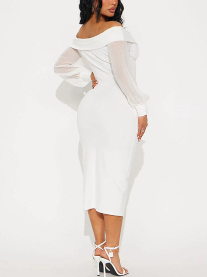 Ekaliy Sexy schulterfreies Midikleid für Damen