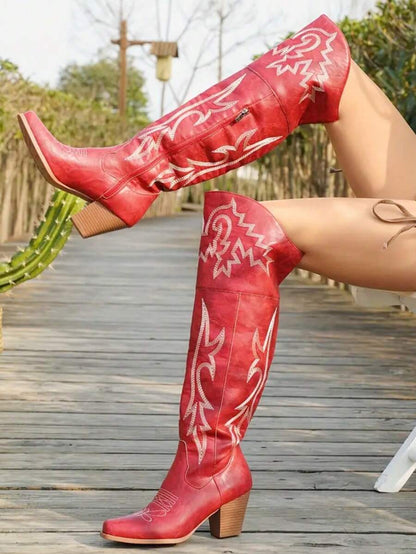 Lily Vintage Overknee Cowboy Boots