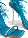 Lavinder Feather-trimmed Lace-up Sandals