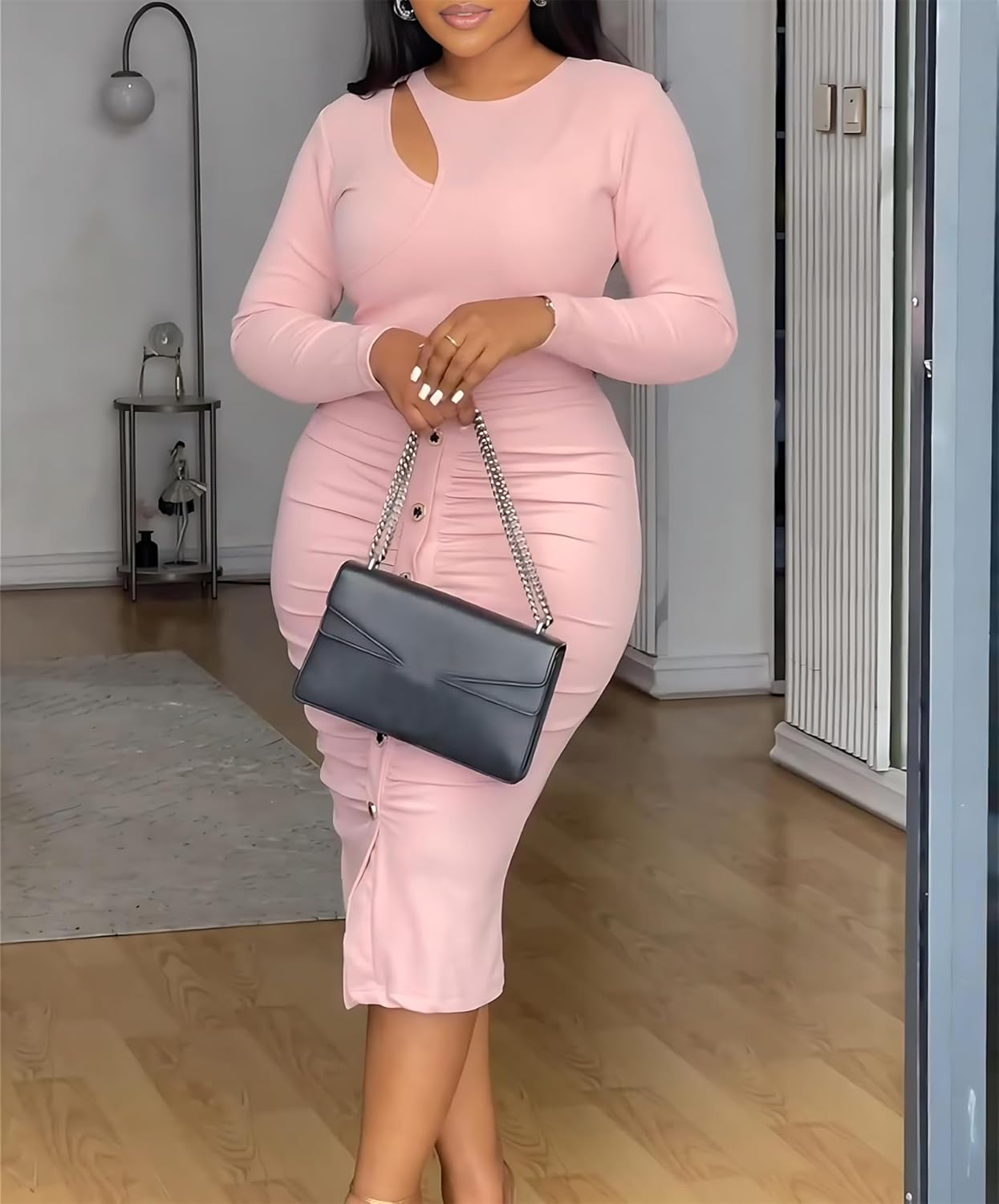 Mia Sleeved Ruched Bandage Dress