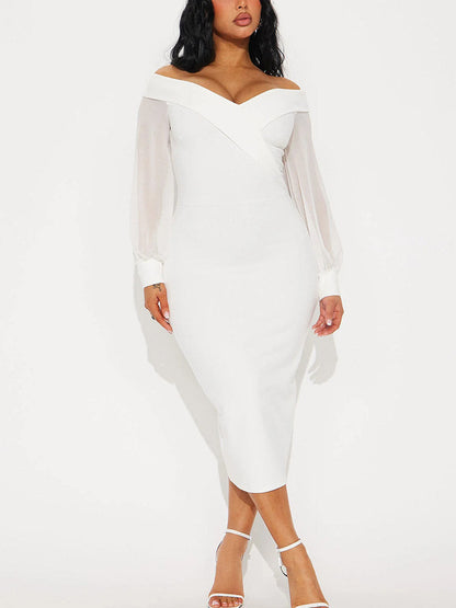 Ekaliy Sexy schulterfreies Midikleid für Damen