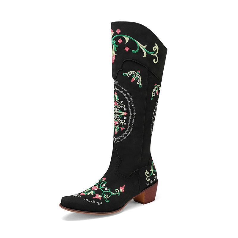 Bottes de cowboy à blocs de couleurs et fleurs de marguerite