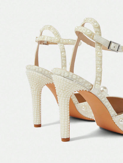 Lobelia Pearl Decor Stiletto Sandals
