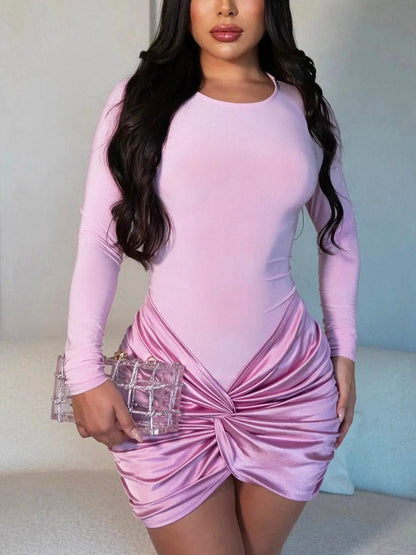 Celeste Bodysuit Attached Wrap Twist Knot Dress