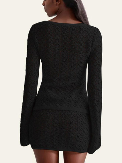 Faye Crochet Knit Top Skirt Set