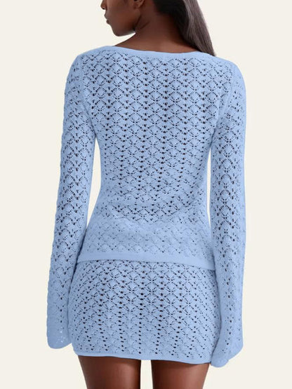 Faye Crochet Knit Top Skirt Set