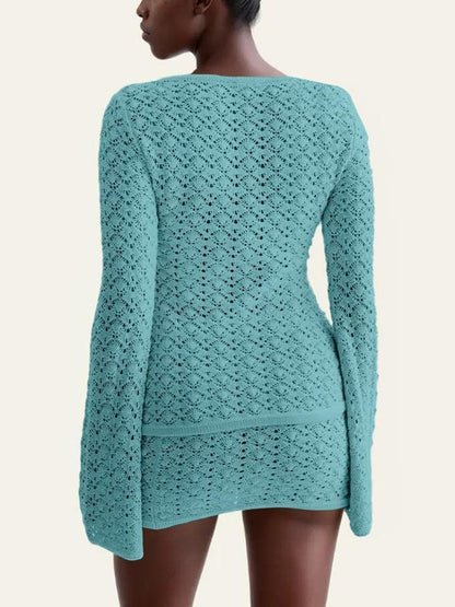 Faye Crochet Knit Top Skirt Set