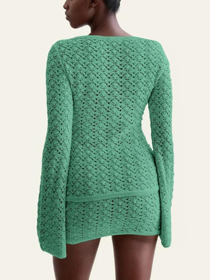 Faye Crochet Knit Top Skirt Set