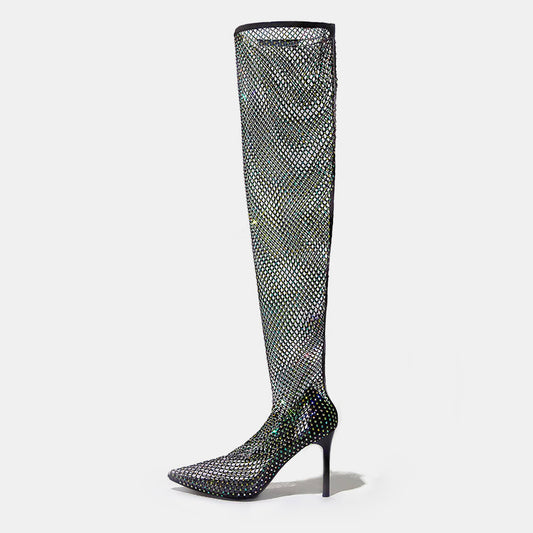 Lantana Rhinestone Fishnet Boots